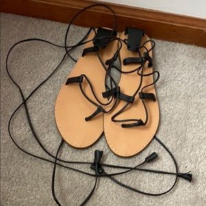 Madewell Black Lace Up Sandal